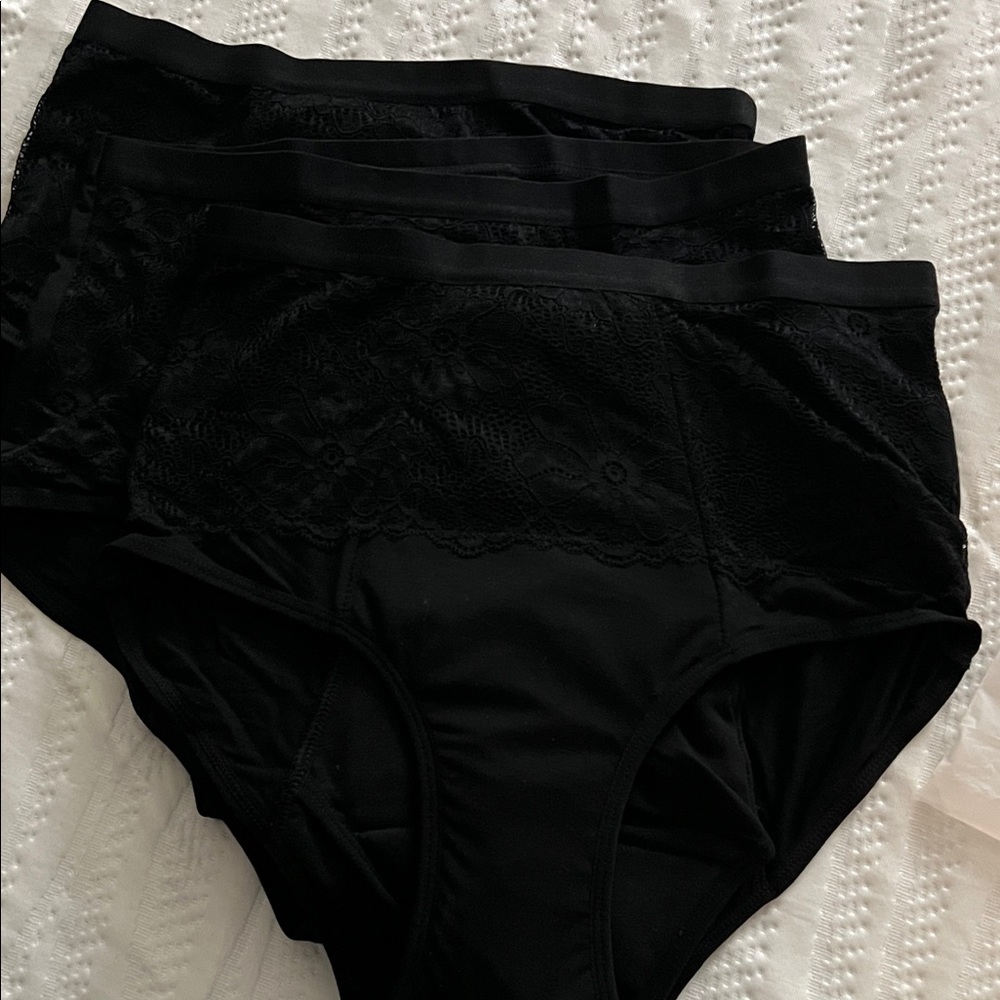 3 pack incontinence Black Lace-Trim High-Waist Brief